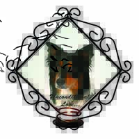 Tri-Colour Border Collie-Love Wrought Iron Wall Art Candle Holder