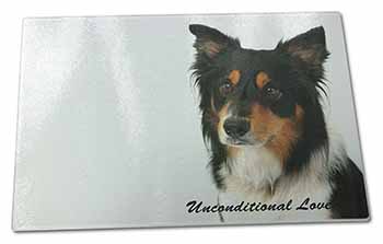 Large Glass Cutting Chopping Board Tri-Colour Border Collie-Love