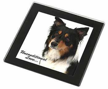 Tri-Colour Border Collie-Love Black Rim High Quality Glass Coaster