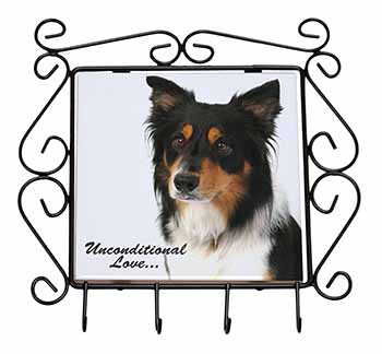 Tri-Colour Border Collie-Love Wrought Iron Key Holder Hooks