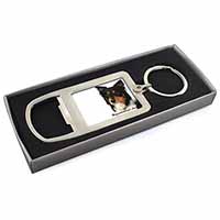 Tri-Colour Border Collie-Love Chrome Metal Bottle Opener Keyring in Box