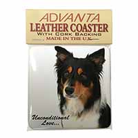 Tri-Colour Border Collie-Love Single Leather Photo Coaster