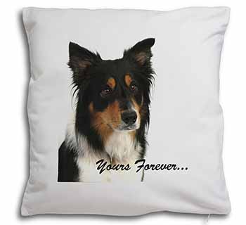 Tri-colour Border Collie Dog "Yours Forever..." Soft White Velvet Feel Scatter C