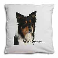 Tri-colour Border Collie Dog "Yours Forever..." Soft White Velvet Feel Scatter C