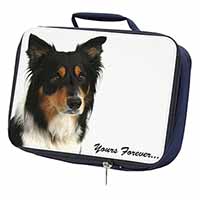 Tri-colour Border Collie Dog "Yours Forever..." Navy Insulated School Lunch Box/