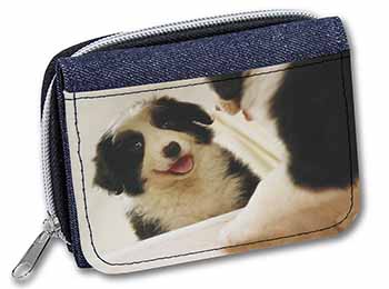 Border Collie in Mirror Unisex Denim Purse Wallet