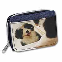 Border Collie in Mirror Unisex Denim Purse Wallet