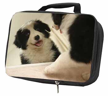 Border Collie in Mirror Black Insulated School Lunch Box/Picnic Bag