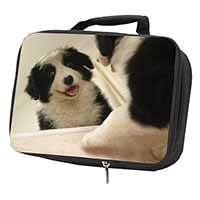 Border Collie in Mirror Black Insulated School Lunch Box/Picnic Bag