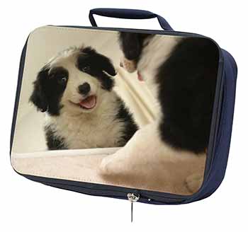 Border Collie in Mirror Navy Insulated School Lunch Box/Picnic Bag