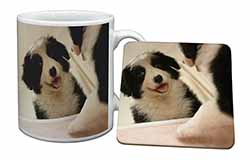 Border Collie in Mirror Mug and Coaster Set