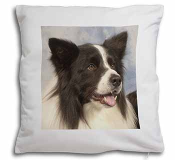 Border Collie Dog Soft White Velvet Feel Scatter Cushion
