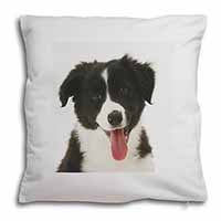 Border Collie Puppy Soft White Velvet Feel Scatter Cushion