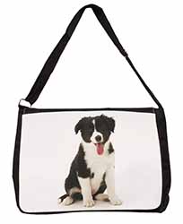 Border Collie Puppy Large Black Laptop Shoulder Bag School/College