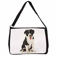 Border Collie Puppy Large Black Laptop Shoulder Bag School/College