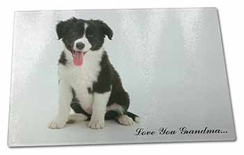 Large Glass Cutting Chopping Board Border Collie 