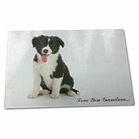 Large Glass Cutting Chopping Board Border Collie 