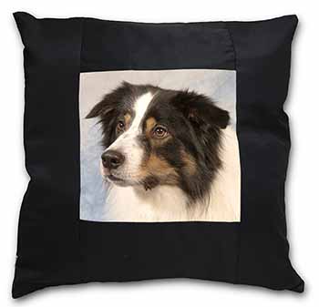 TriCol Border Collie Dog Black Satin Feel Scatter Cushion