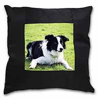 Border Collie Dog Black Satin Feel Scatter Cushion