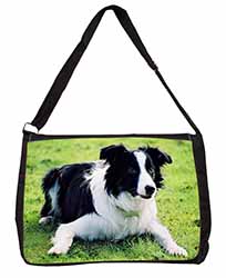 Border Collie Dog Large Black Laptop Shoulder Bag School/College