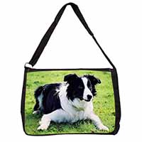 Border Collie Dog Large Black Laptop Shoulder Bag School/College