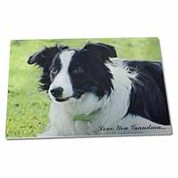 Large Glass Cutting Chopping Board Border Collie Dog 