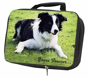Border Collie Dog "Yours Forever..." Black Insulated School Lunch Box/Picnic Bag