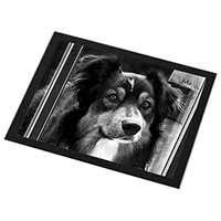 Border Collie in Window Black Rim High Quality Glass Placemat