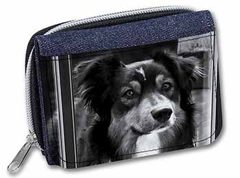 Border Collie in Window Unisex Denim Purse Wallet