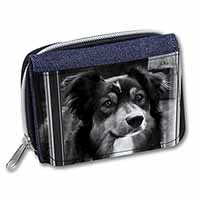 Border Collie in Window Unisex Denim Purse Wallet