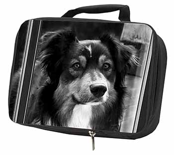 Border Collie in Window Black Insulated School Lunch Box/Picnic Bag