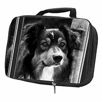 Border Collie in Window Black Insulated School Lunch Box/Picnic Bag