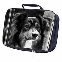 Border Collie in Window Navy Insulated School Lunch Box/Picnic Bag