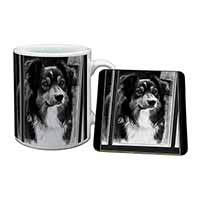 Border Collie in Window Mug and Coaster Set