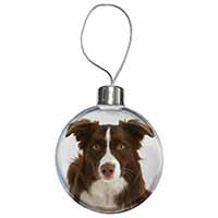 Liver and White Border Collie Christmas Bauble