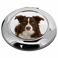 Liver and White Border Collie Make-Up Round Compact Mirror