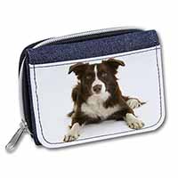 Liver and White Border Collie Unisex Denim Purse Wallet