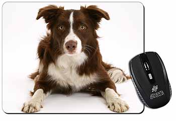 Liver and White Border Collie Computer Mouse Mat