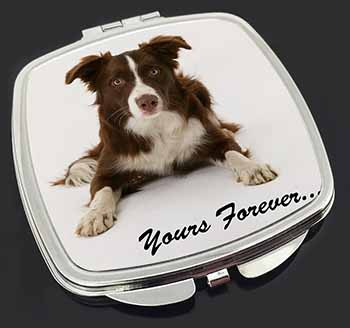 Liver and White Border Collie "Yours Forever..." Make-Up Compact Mirror