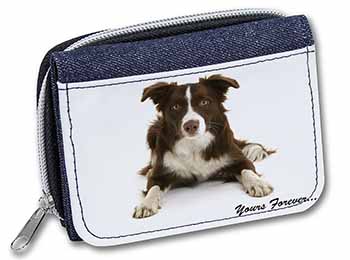 Liver and White Border Collie "Yours Forever..." Unisex Denim Purse Wallet