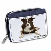 Liver and White Border Collie "Yours Forever..." Unisex Denim Purse Wallet