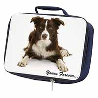 Liver and White Border Collie "Yours Forever..." Navy Insulated School Lunch Box