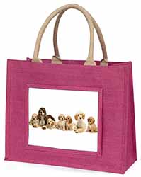 Cockerpoodles Large Pink Jute Shopping Bag