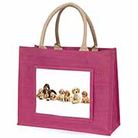 Cockerpoodles Large Pink Jute Shopping Bag
