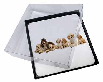 4x Cockerpoodles Picture Table Coasters Set in Gift Box