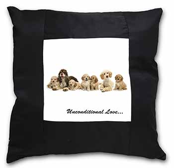 Cockerpoodles-Love- Black Satin Feel Scatter Cushion