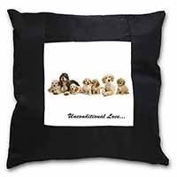 Cockerpoodles-Love- Black Satin Feel Scatter Cushion