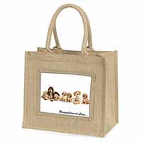 Cockerpoodles-Love- Natural/Beige Jute Large Shopping Bag