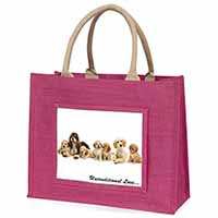 Cockerpoodles-Love- Large Pink Jute Shopping Bag