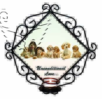 Cockerpoodles-Love- Wrought Iron Wall Art Candle Holder